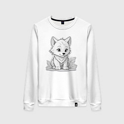 Женский свитшот Волченок улыбается рисунок