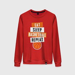 Свитшот хлопковый женский Eat sleep basketball, цвет: красный