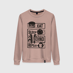 Свитшот хлопковый женский Есть спать техно, цвет: пыльно-розовый