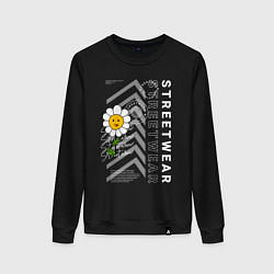 Свитшот хлопковый женский Ромашка streetwear, цвет: черный