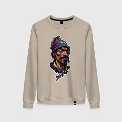Свитшот хлопковый женский Snoop dogg head, цвет: миндальный