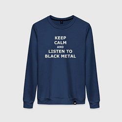 Свитшот хлопковый женский Listen to Black Metal, цвет: тёмно-синий