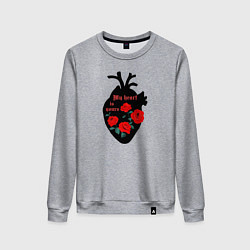 Свитшот хлопковый женский My heart is yours, цвет: меланж