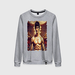 Свитшот хлопковый женский Брюс Ли актер, цвет: меланж