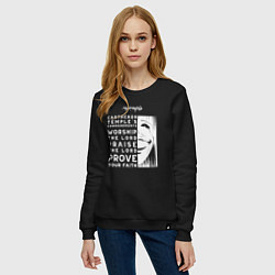 Свитшот хлопковый женский Поднятие уровня в одиночку Заповеди Храма, цвет: черный — фото 2