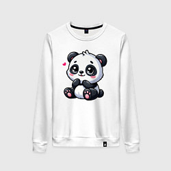 Свитшот хлопковый женский Забавная маленькая панда, цвет: белый