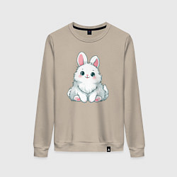 Свитшот хлопковый женский Пушистый аниме кролик, цвет: миндальный