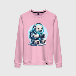 Свитшот хлопковый женский Белый медвежонок - кибер спорт, цвет: светло-розовый
