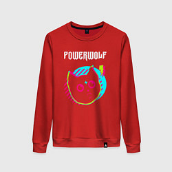 Свитшот хлопковый женский Powerwolf rock star cat, цвет: красный