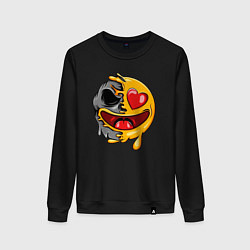 Свитшот хлопковый женский Love smile, цвет: черный