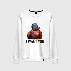 Свитшот хлопковый женский Lethal Company: I want you, цвет: белый