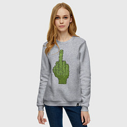 Свитшот хлопковый женский Cactus fuck, цвет: меланж — фото 2