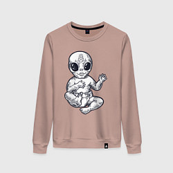 Свитшот хлопковый женский Baby alien, цвет: пыльно-розовый