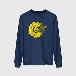 Свитшот хлопковый женский Цветок мира, цвет: тёмно-синий