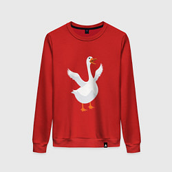 Свитшот хлопковый женский Весёлый гусь от нейросети, цвет: красный