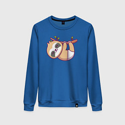 Свитшот хлопковый женский Baby sloth, цвет: синий