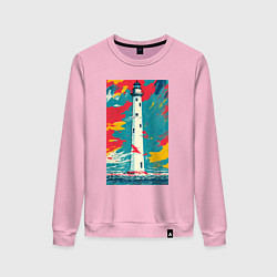Свитшот хлопковый женский Маяк в красках, цвет: светло-розовый