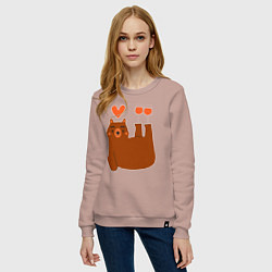 Свитшот хлопковый женский Мишка с винишком, цвет: пыльно-розовый — фото 2