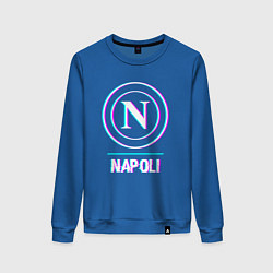 Свитшот хлопковый женский Napoli FC в стиле glitch, цвет: синий
