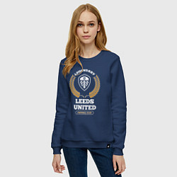 Свитшот хлопковый женский Лого Leeds United и надпись legendary football clu, цвет: тёмно-синий — фото 2