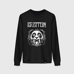 Свитшот хлопковый женский Led Zeppelin rock panda, цвет: черный