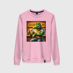 Женский свитшот Крутой крокодил в пивном баре