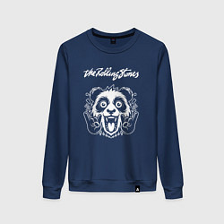 Свитшот хлопковый женский Rolling Stones rock panda, цвет: тёмно-синий