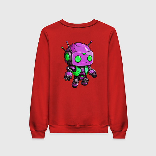 Женский свитшот Фиолетовый робот инопланетянин / Красный – фото 2