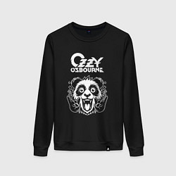 Свитшот хлопковый женский Ozzy Osbourne rock panda, цвет: черный