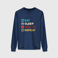 Свитшот хлопковый женский Eat sleep roblox repeat art, цвет: тёмно-синий
