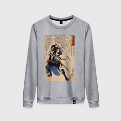 Свитшот хлопковый женский Самурай Юкугава Сэмпэй Мурэнори: портреты укиё-э 4, цвет: меланж
