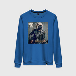 Свитшот хлопковый женский Cool cat - punks not dead, цвет: синий