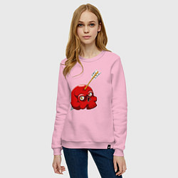 Свитшот хлопковый женский Стрела в черепе, цвет: светло-розовый — фото 2