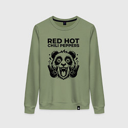 Свитшот хлопковый женский Red Hot Chili Peppers - rock panda, цвет: авокадо