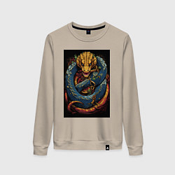 Женский свитшот Муай тай синий дракон