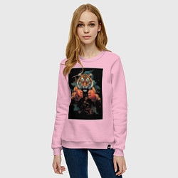 Свитшот хлопковый женский Боевой тигр Муай Тай, цвет: светло-розовый — фото 2
