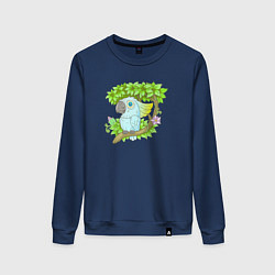 Свитшот хлопковый женский Забавный какаду, цвет: тёмно-синий