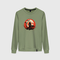 Женский свитшот Самурай на закате у дерева