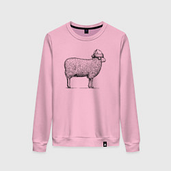 Свитшот хлопковый женский Овечка новогодняя, цвет: светло-розовый