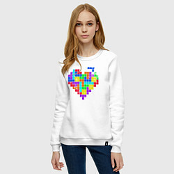 Свитшот хлопковый женский Color tetris, цвет: белый — фото 2