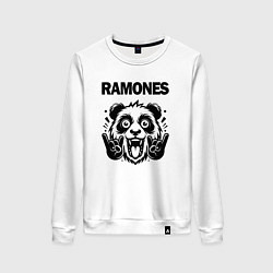 Свитшот хлопковый женский Ramones - rock panda, цвет: белый