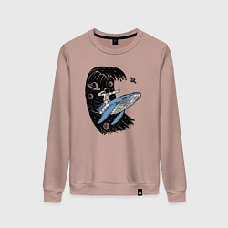 Женский свитшот Космонавт и кит