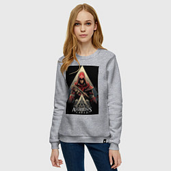 Свитшот хлопковый женский Assassins creed красный костюм, цвет: меланж — фото 2