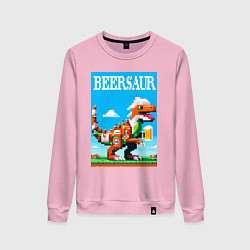 Свитшот хлопковый женский Beersaur - pixel art, цвет: светло-розовый