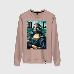Свитшот хлопковый женский Мона Лиза - стимпанк нейросеть, цвет: пыльно-розовый