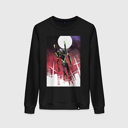 Свитшот хлопковый женский Евангелион нового поколения робот, цвет: черный
