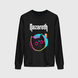 Свитшот хлопковый женский Nazareth rock star cat, цвет: черный