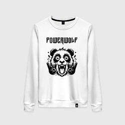 Свитшот хлопковый женский Powerwolf - rock panda, цвет: белый