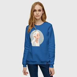 Свитшот хлопковый женский Эльфийка Задумчивая, цвет: синий — фото 2