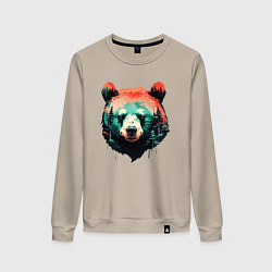 Женский свитшот Голова медведя на фоне леса